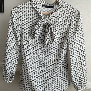 Dear Creatures Patterned Blouse with Tie